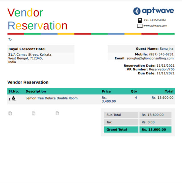 Travel-vendor-reservation-template