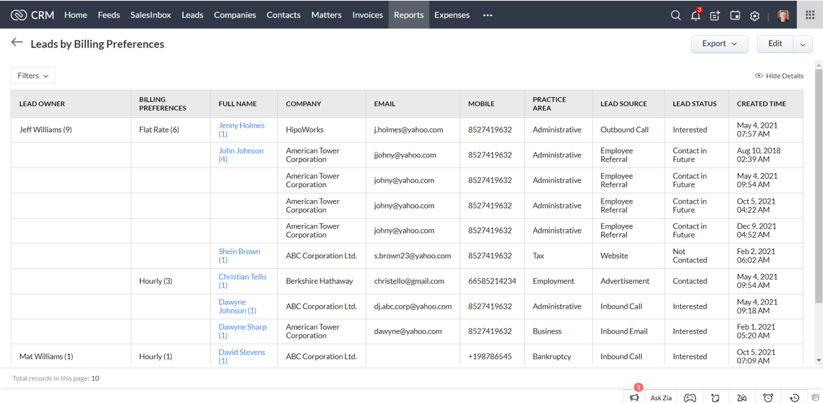 Zoho CRM for Law Firms