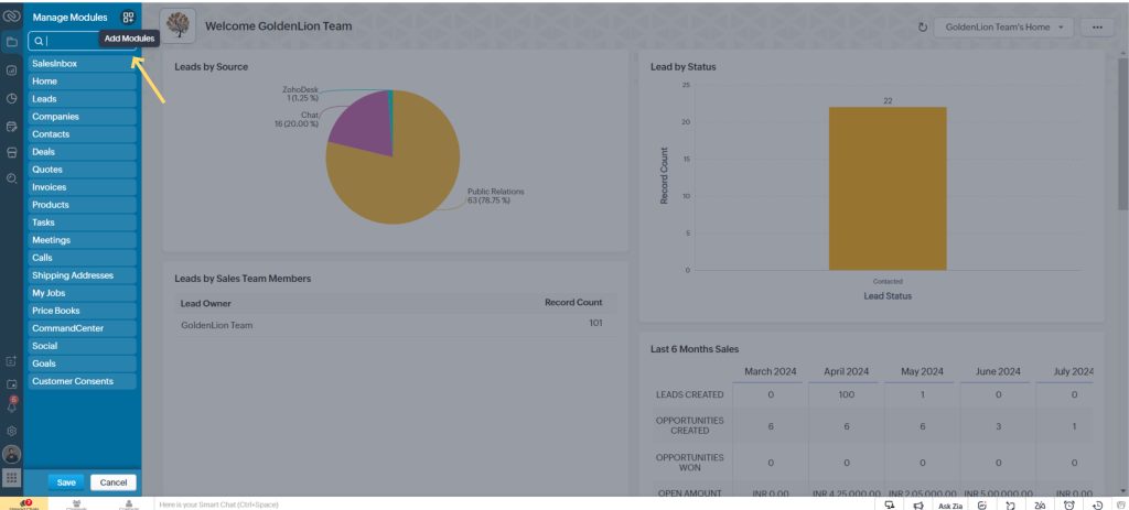 Modules in Zoho CRM Next-Gen UI