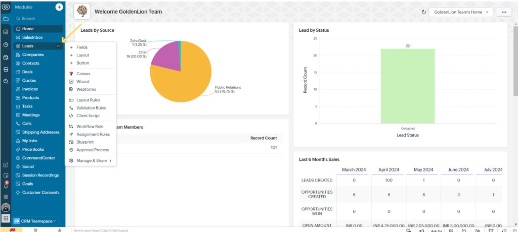 Configure modules in Zoho CRM