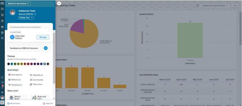 Switch Zoho CRM Version