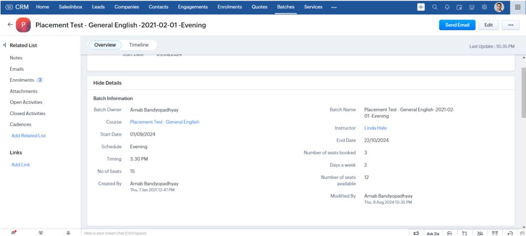 Batch Management in Zoho CRM