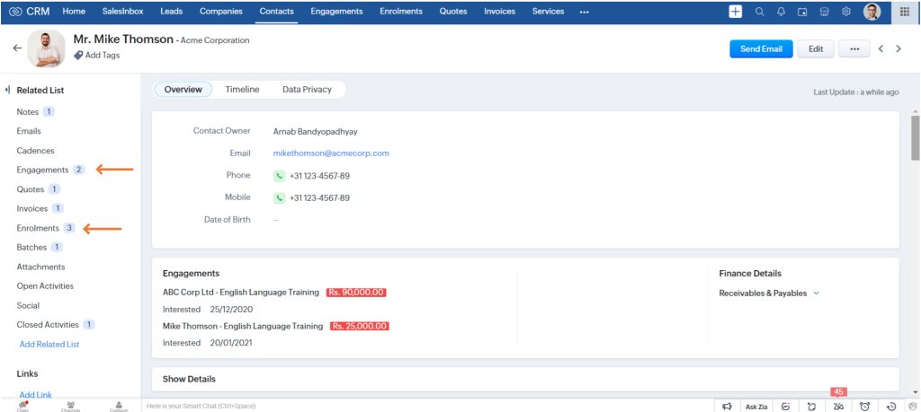 Training Provider CRM Enrollments