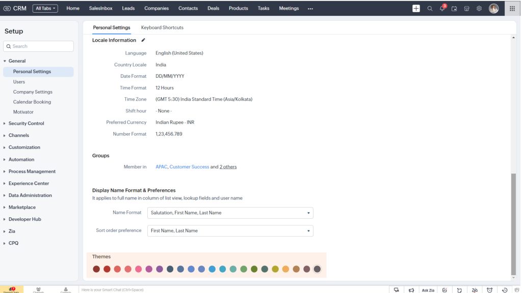 Setup in Zoho CRM