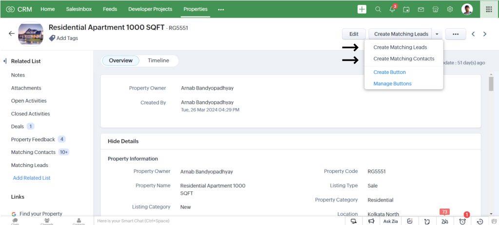 Create matching leads and contacts in Zoho