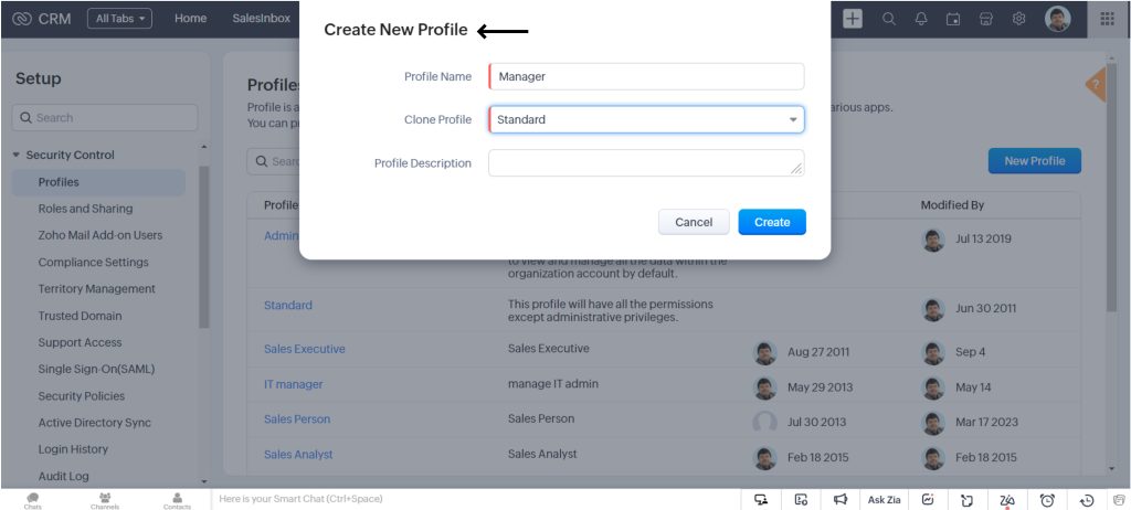 Create Role in Zoho CRM