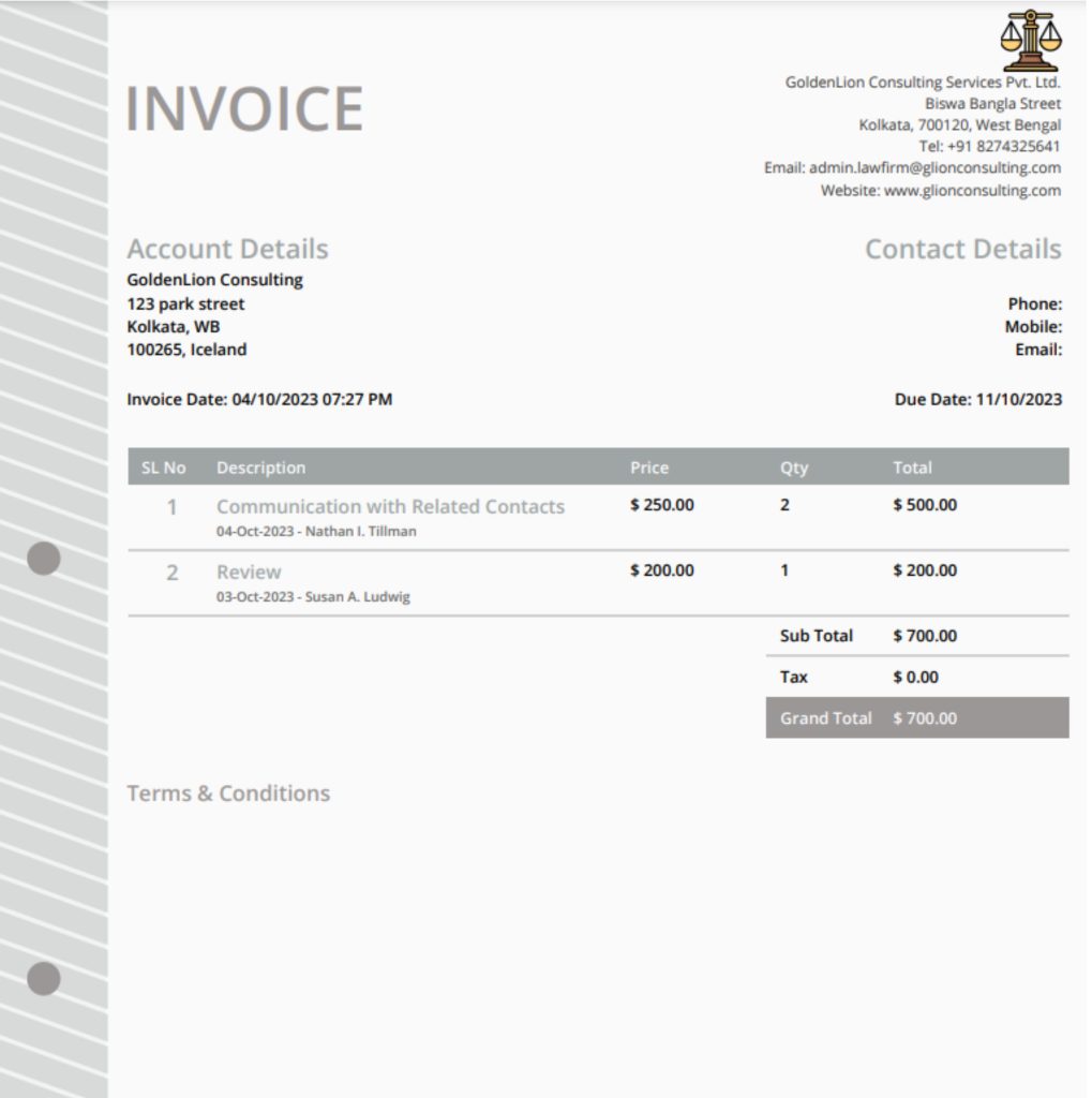 Invoicing with Zoho Law Firm CRM