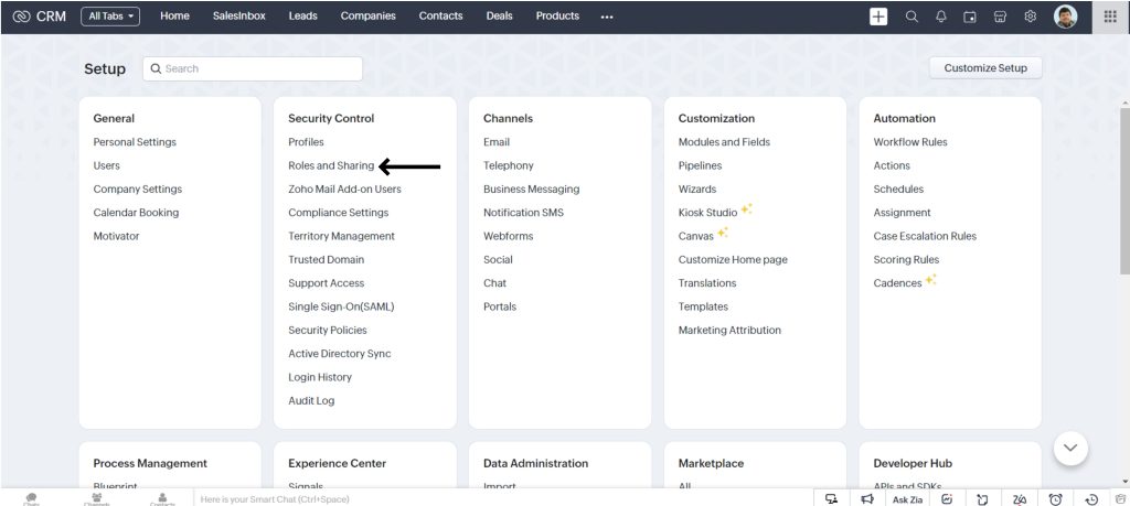 Zoho CRM set up