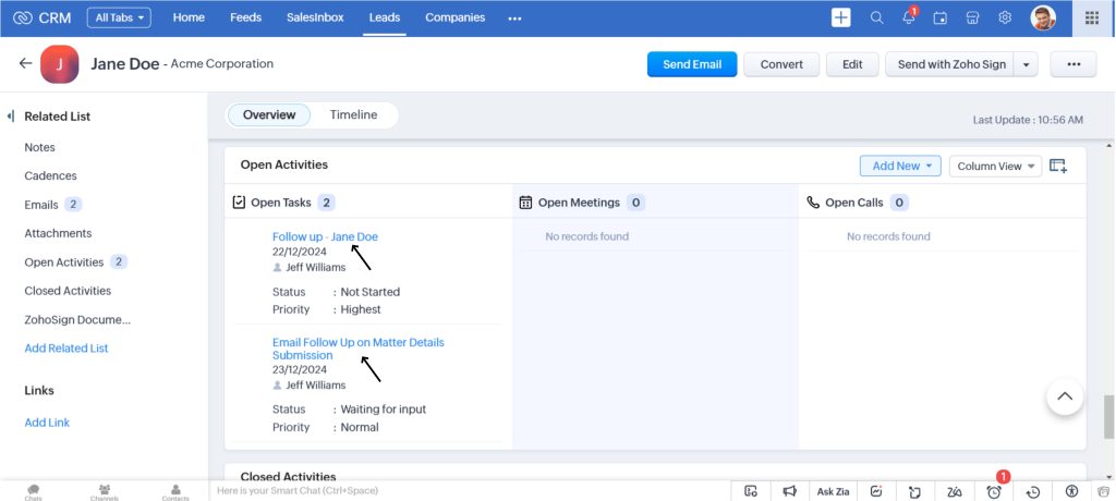 Automated follow ups with Zoho CRM