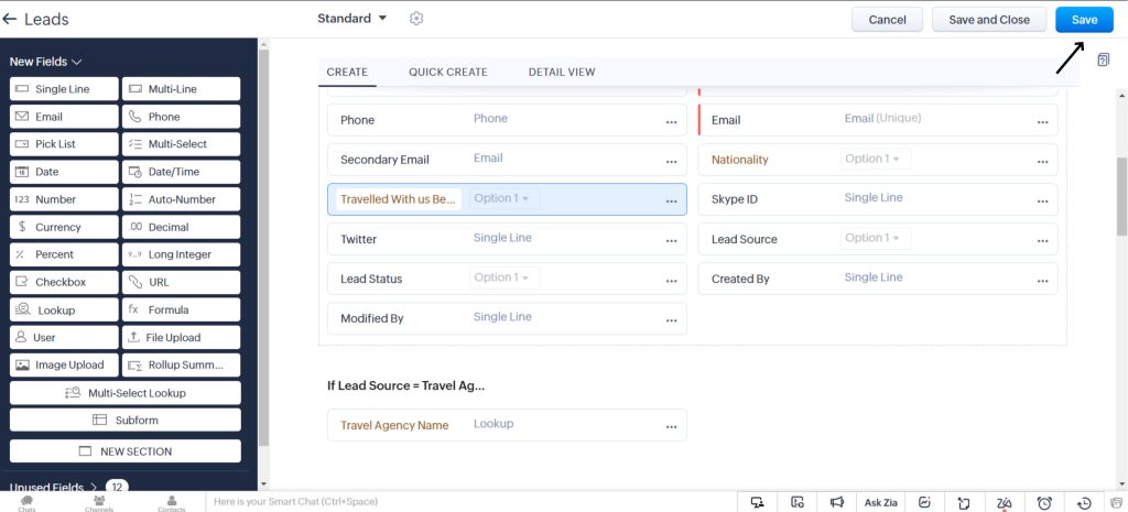 Save Field in Zoho CRM