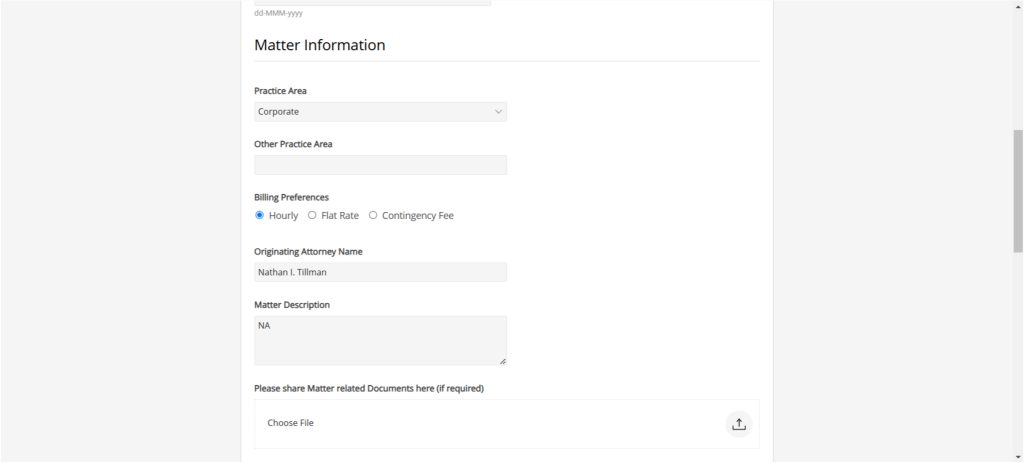 Intake Form for Law Firm CRM