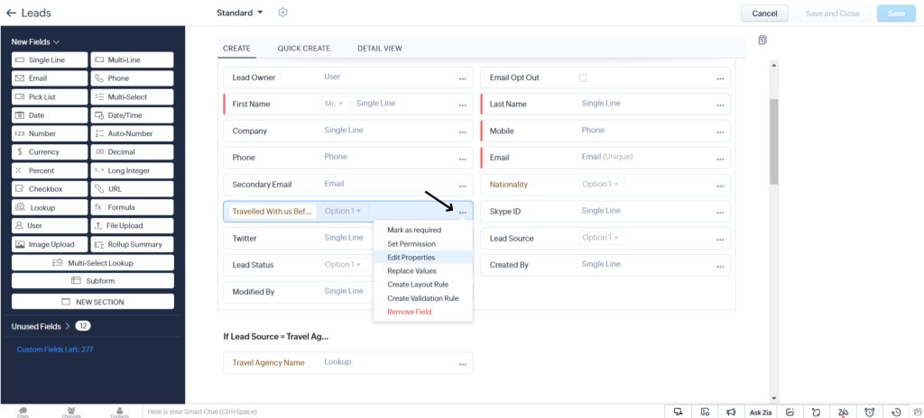 Fields in Zoho CRM