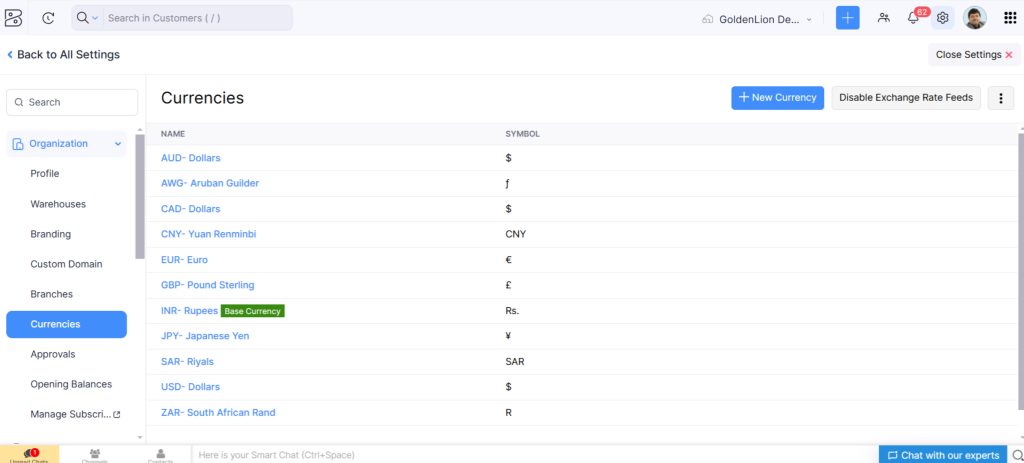 Zoho Books Multi Currency Feature