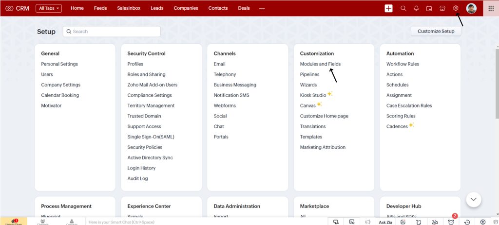 Zoho CRM Set Up