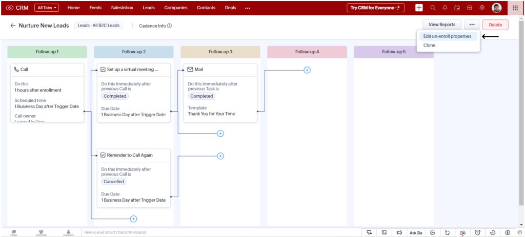 Cadence in Zoho CRM