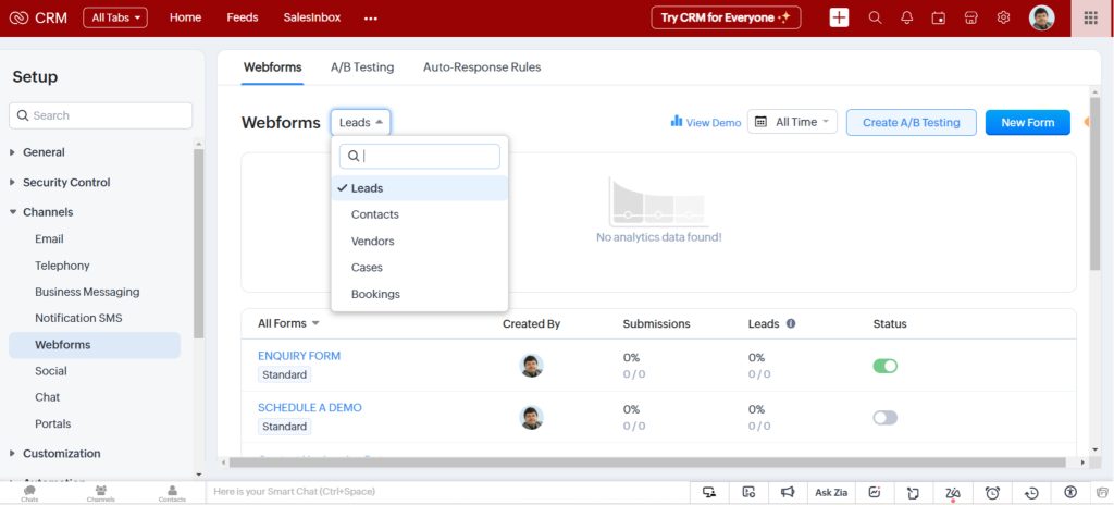 Zoho CRM Setup