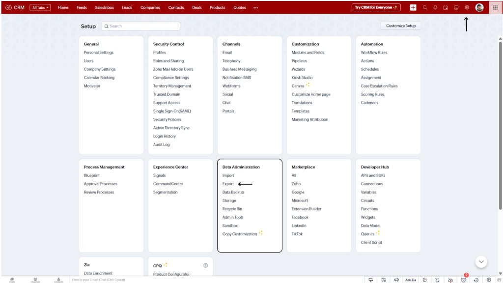 Data Administration In Zoho CRM